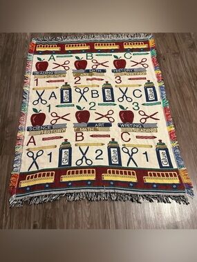 Vintage Goodwin Weavers Teacher Throw Blanket